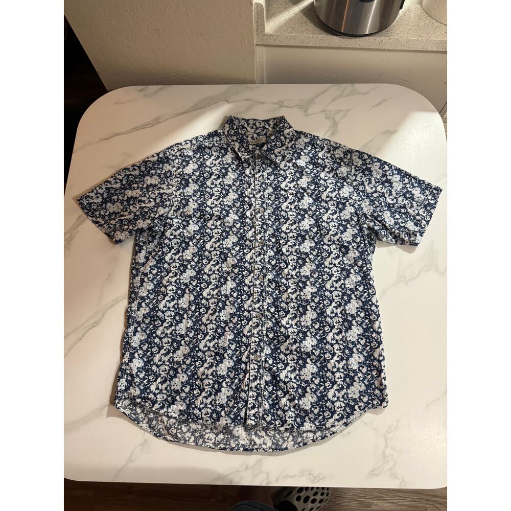 James Campbell Men's XL SS Button Up Floral Hawaiian Shirt Structured Cotton
